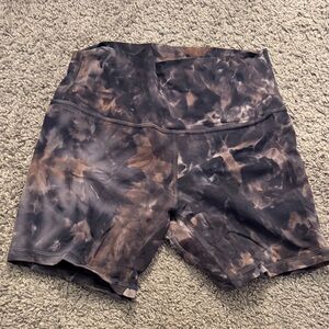 Tie-Dye High-Waist Women’s Bike Shorts - Brown/Black